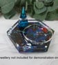 Trinket Dish with Ring Holder. Bio Resin Art Marbled Inks Red, Blue & Purple