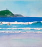 Original gouache painting Polzeath Beach, Cornwall 390 mm x 272 mm - Image 1