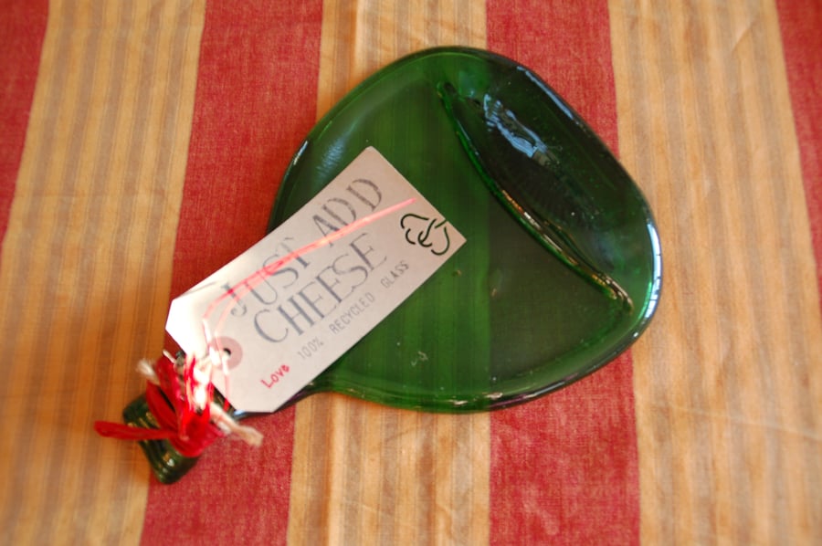 Recycled wine bottle cheese board Folksy