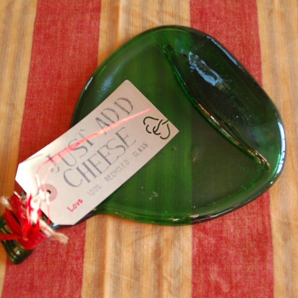 Recycled wine bottle cheese board