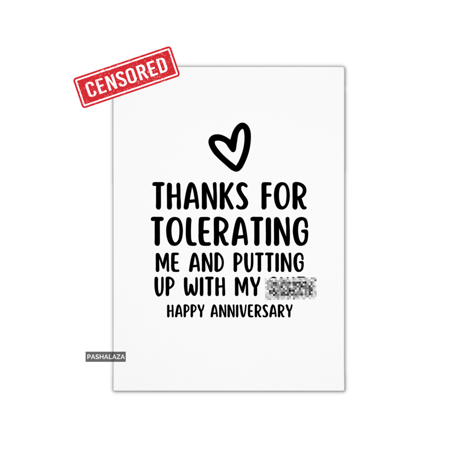 Funny Rude Anniversary Card - Novelty Love Banter Greeting Card 