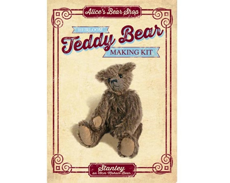 Heirloom Mohair Teddy Bear Making Kit - Stanley - 33cm when made