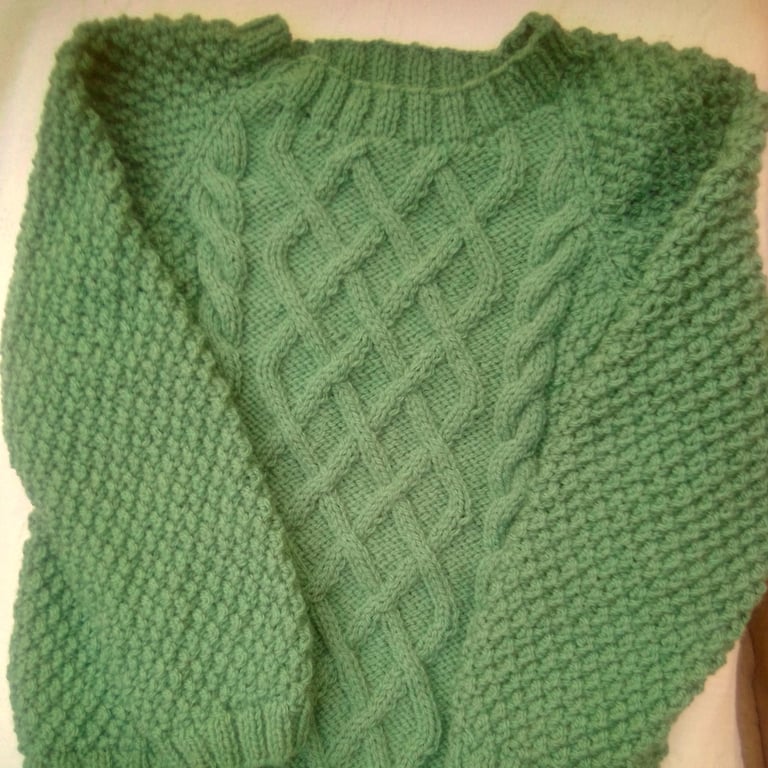 Unisex Round Neck Lattice Cable Aran Jumper, Child's Knitted Jumper, Custom Make