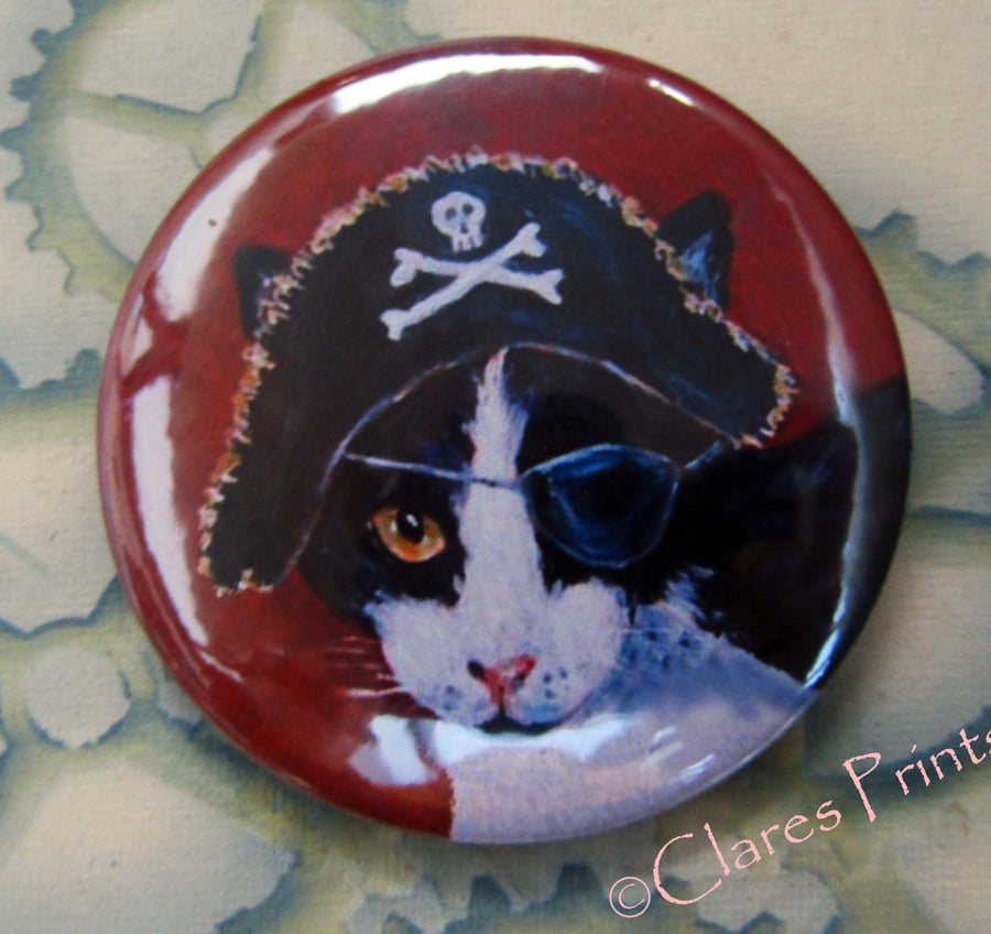 Pirate Cat Art Badge 58mm Button Animal Badges Cats Steampunk