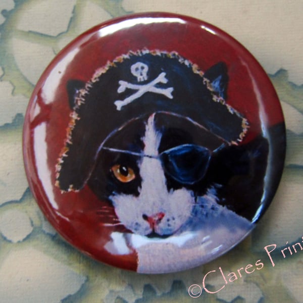 Pirate Cat Art Badge 58mm Button Animal Badges Cats Steampunk