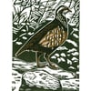 Partridge two-colour linocut print
