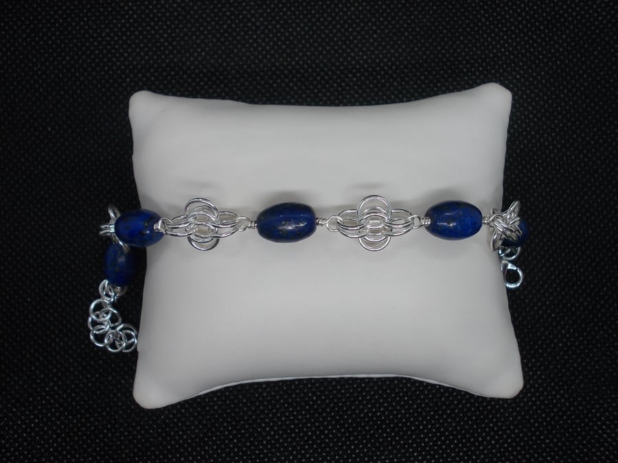 Lapis Lazuli barrel bracelet