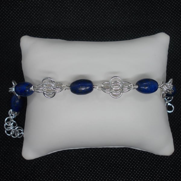 Lapis Lazuli barrel bracelet