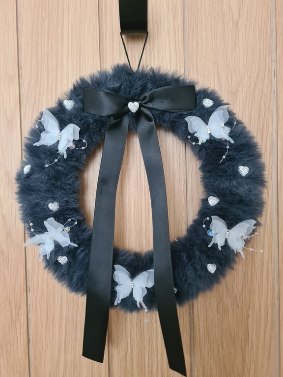 Faux fur & butterfly wreath