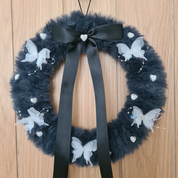 Faux fur & butterfly wreath