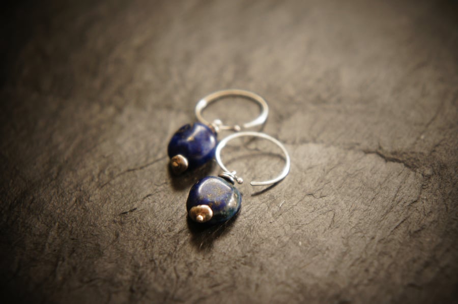 Lapis Lazuli Silver Earrings, Roman Style Jewellery