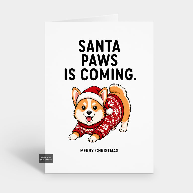 Funny Christmas Card - Santa Paws Dog