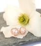 Pearl stud earrings, silver stud earrings, wedding jewellery - Image 2