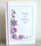 95th birthday card, personalised, handmade with quilled lilac flowers - Image 3