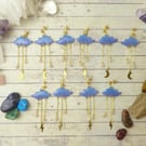 Blue Purple Pastel Cloud Earrings Rose Quartz Drops, April Shower Earrings  