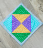 Coaster Set - four coasters with Green, Yellow, Blue and Purple stars fabric. - Image 7