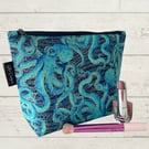 makeup bags turquoise octopus