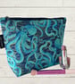 makeup bags turquoise octopus