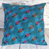 Cushion cover. African wax print, multicolour circles on teal and turquoise
