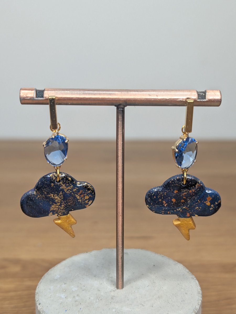Midnight galaxy gem raincloud earrings 