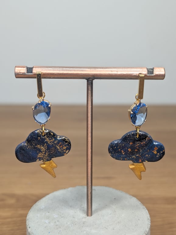Midnight galaxy gem raincloud earrings 