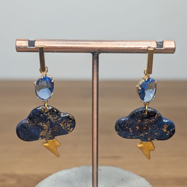 Midnight galaxy gem raincloud earrings 