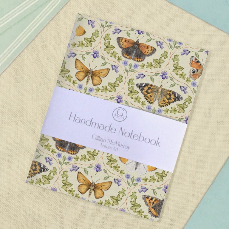 Handmade Butterfly Notebook - Small Notepad for Journalling and To Do Lists