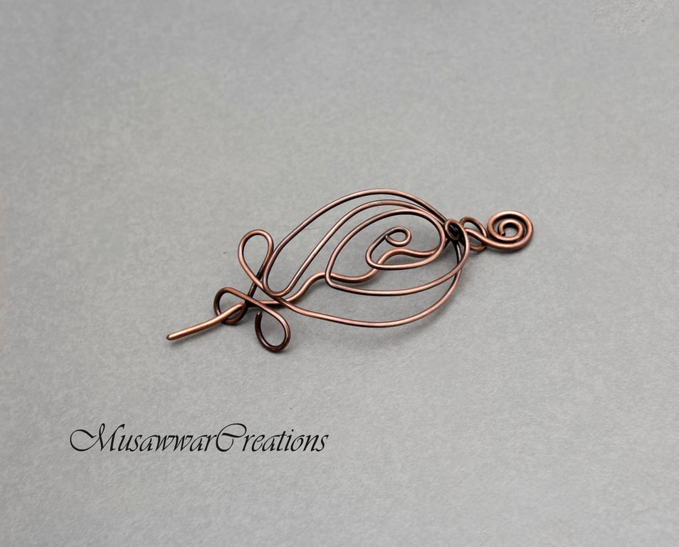 Antique Copper hair bun holder, solid copper hair bun slide, Hair slide, 