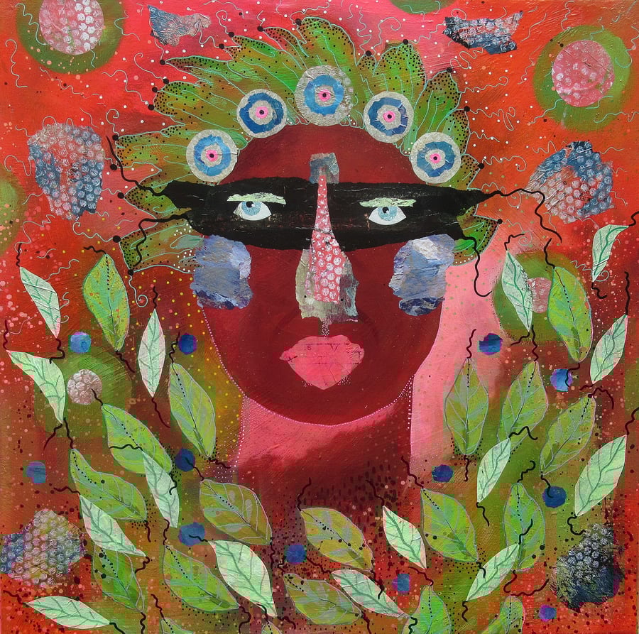 Figure Painting Red Pink Figurative Portrait On Canvas Original Large Artwork