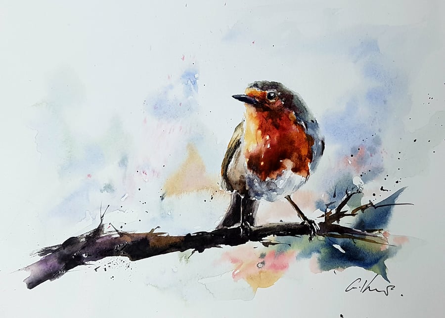 A Robin, Original Watercolour Painting.