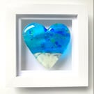 Fused glass sea inspired heart picture
