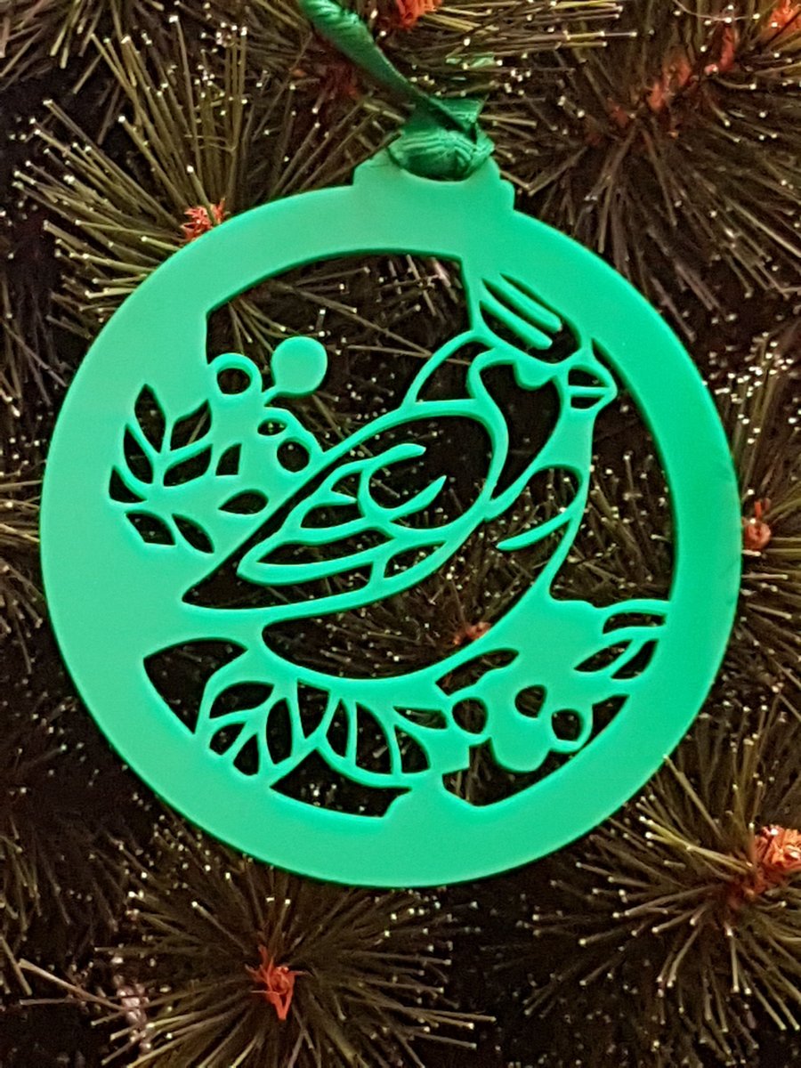 Acrylic Christmas Xmas Bauble Single Bird - Green