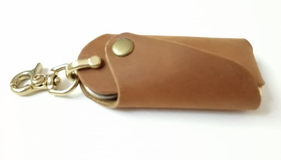 Tan Slim Leather Key Holder – Leather Key Organiser Case - HANDMADE