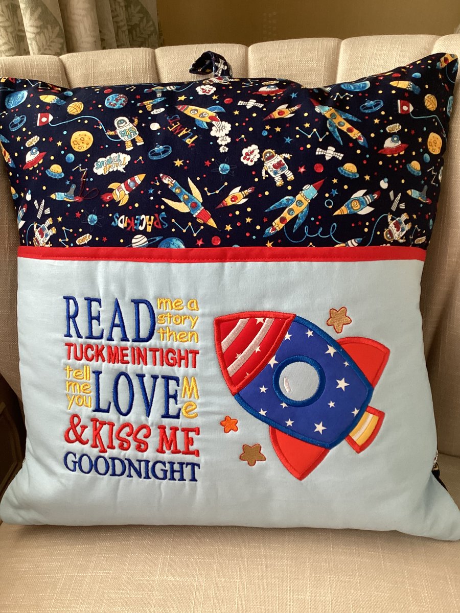 Space ship book cushion