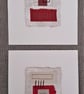 Colourful Combinations Red Grey Natural Handstitched Geometric Art Picture - Image 7