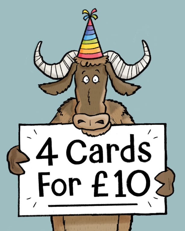 4 for 10! Any Four Cards for Ten Pounds. Group Discount. Pick and Mix Bundle