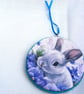 Bunnies decoupage log slice wall decoration - Image 4