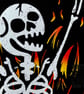 Burnt Out Skeleton Sticker - Funny Goth Spooky Decoration - Image 2