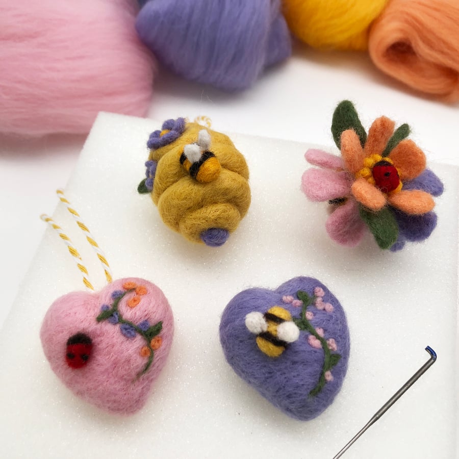 Needle Felting Kit - Springtime. Easter craft kit for adults.