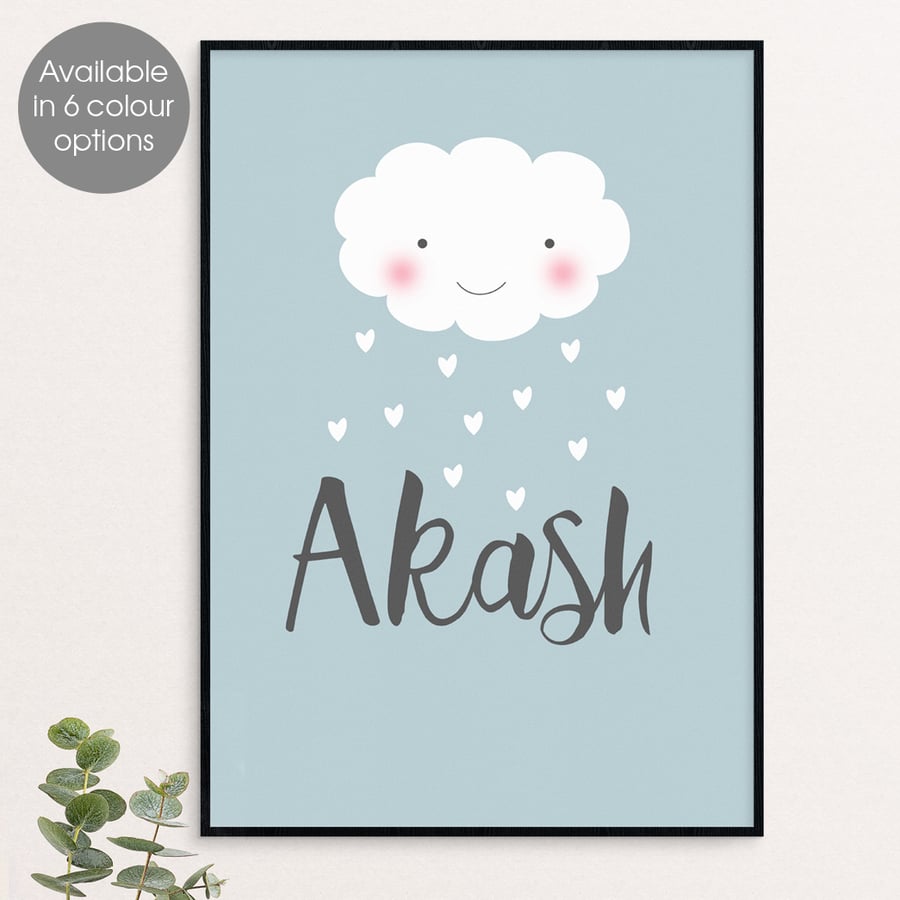 Raining Love, personalised 'Smiler' print, anniversary gift, new baby gift