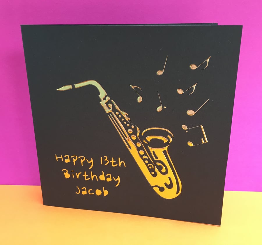 Personalised Saxophone Birthday Card - Sax, Jazz Band, Saxophonist