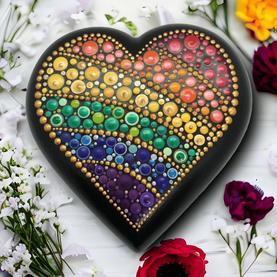 Rainbow Heart Paperweight, Seconds Sunday