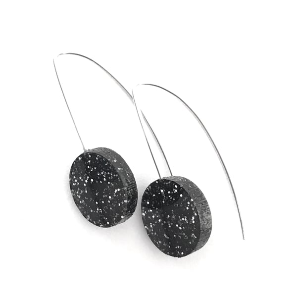 Wee Black Glitter Earrings