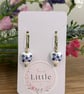 Blue and White Ceramic Hoop Earrings, Floral Hearts, Handmade Jewellery