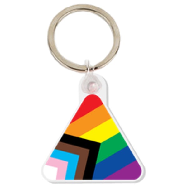 LGBT Rainbow Progress Pride Acrylic Triangle Keyring