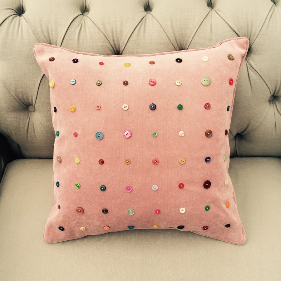 Pink Cushion with Buttons