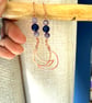 Copper moon earrings with Lapis Lazuli & Lepidolite - Image 2