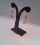 Gold Plated Hammered Star Earrings with Gold Crystal Rondelles, Gift for Her - Image 8