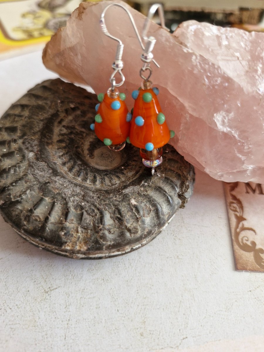 Speckled Orange Toadstools Earrings