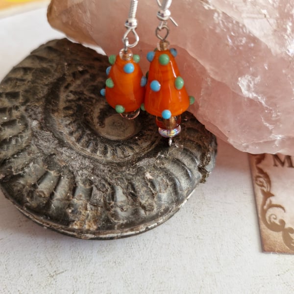 Speckled Orange Toadstools Earrings